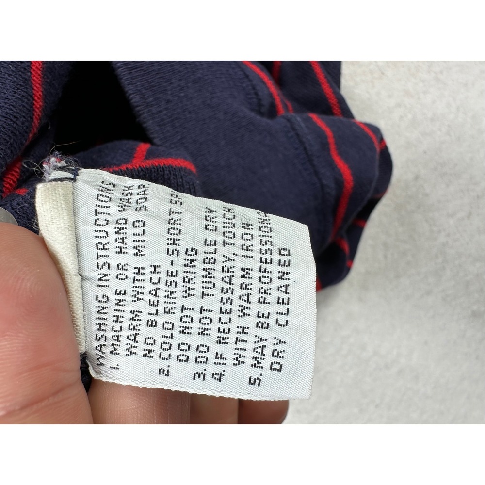 Vintage Izod Lacoste Mens Large Striped Crewneck Sweatshirt Navy Blue Red Cotton - Picture 7 of 7